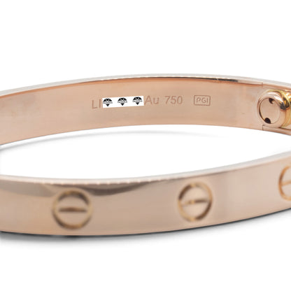 artier Love Classic 18k Rose Gold Bracelet Size 16 RECEIPT BOX & CERT 2021