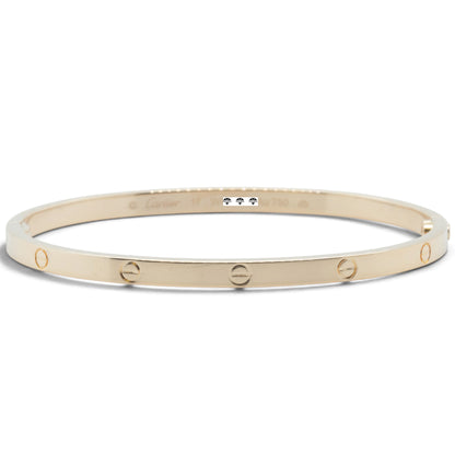 Cartier Love Small 18k Yellow Gold Bangle Bracelet Size 17 + POUCH