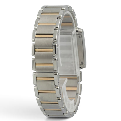 Cartier Tank Francaise 2384 Stainless Steel & 18k Gold 20x25mm White Roman POUCH