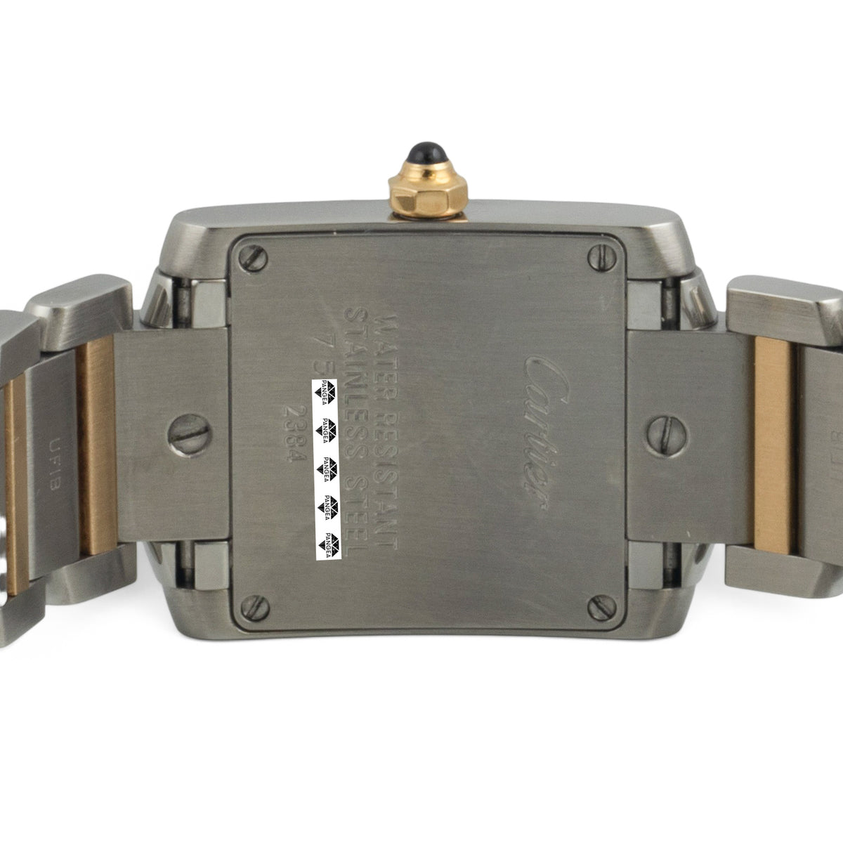 Cartier Tank Francaise 2384 Stainless Steel & 18k Gold 20x25mm White Roman POUCH