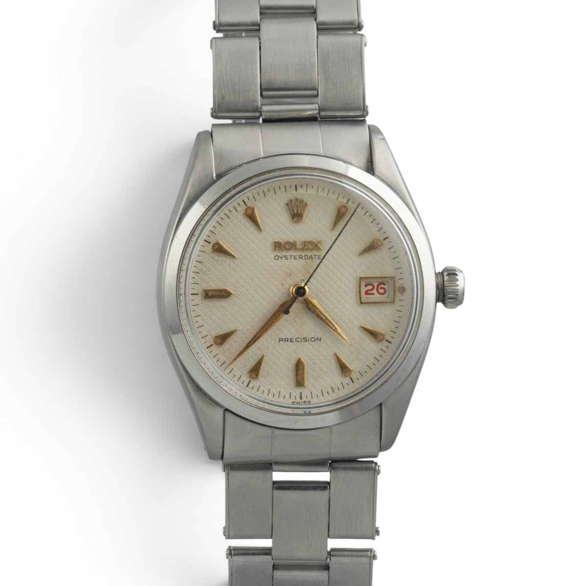 1954 Rolex Oyster Precision Date 6294 Honeycomb Roulette Stainless Manual 34mm