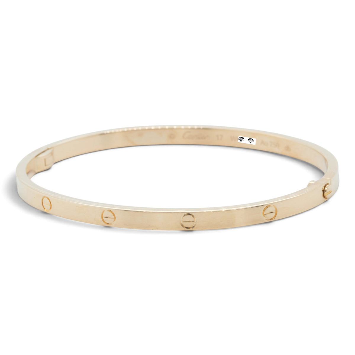Cartier Love Small 18k Yellow Gold Bangle Bracelet Size 17 + POUCH