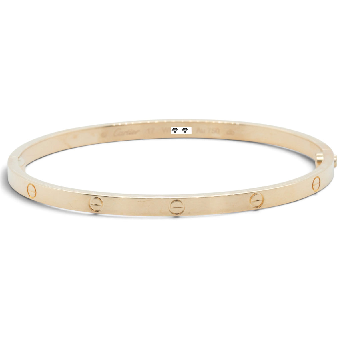 Cartier Love Small 18k Yellow Gold Bangle Bracelet Size 17 + POUCH