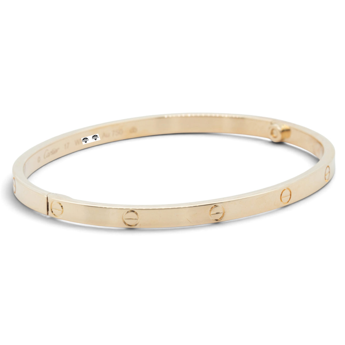 Cartier Love Small 18k Yellow Gold Bangle Bracelet Size 17 + POUCH