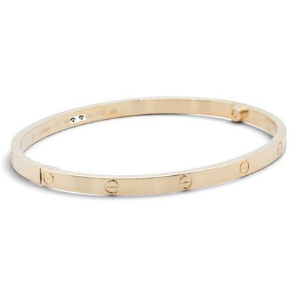 Cartier Love Small 18k Yellow Gold Bangle Bracelet Size 17 + POUCH