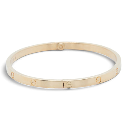 Cartier Love Small 18k Yellow Gold Bangle Bracelet Size 17 + POUCH