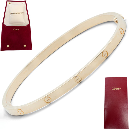 Cartier Love Small 18k Yellow Gold Bangle Bracelet Size 17 + POUCH