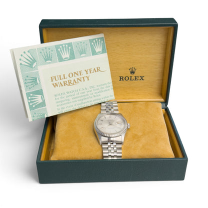 Rolex DateJust 16220 36mm Stainless Steel Silver Engine Turned 1999 BOX PAPERS