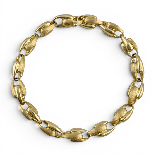 Marco Bicego Lucia Small Link Matte Brushed 18k Yellow Gold Bracelet 7.00"