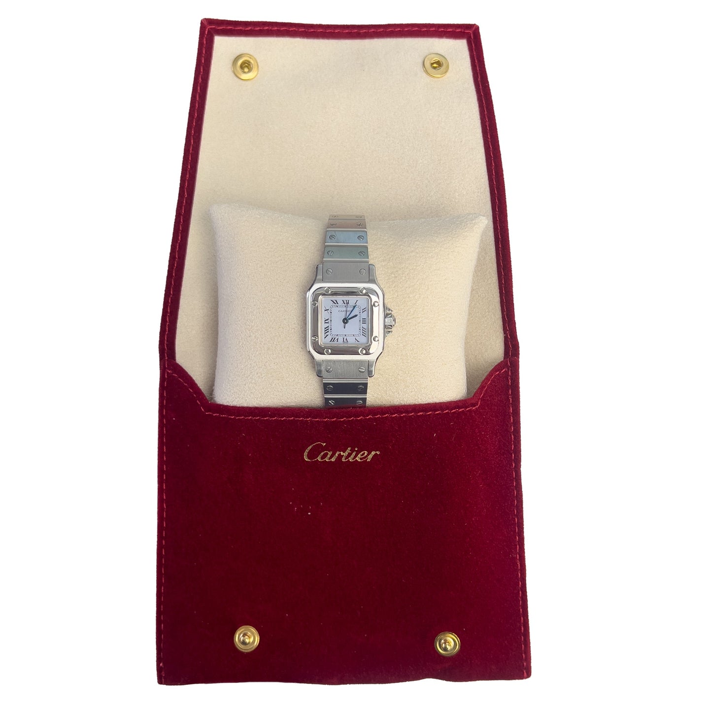 Cartier Santos de Cartier Small Stainless Steel 24mm Ladies Watch POUCH + PAPERS
