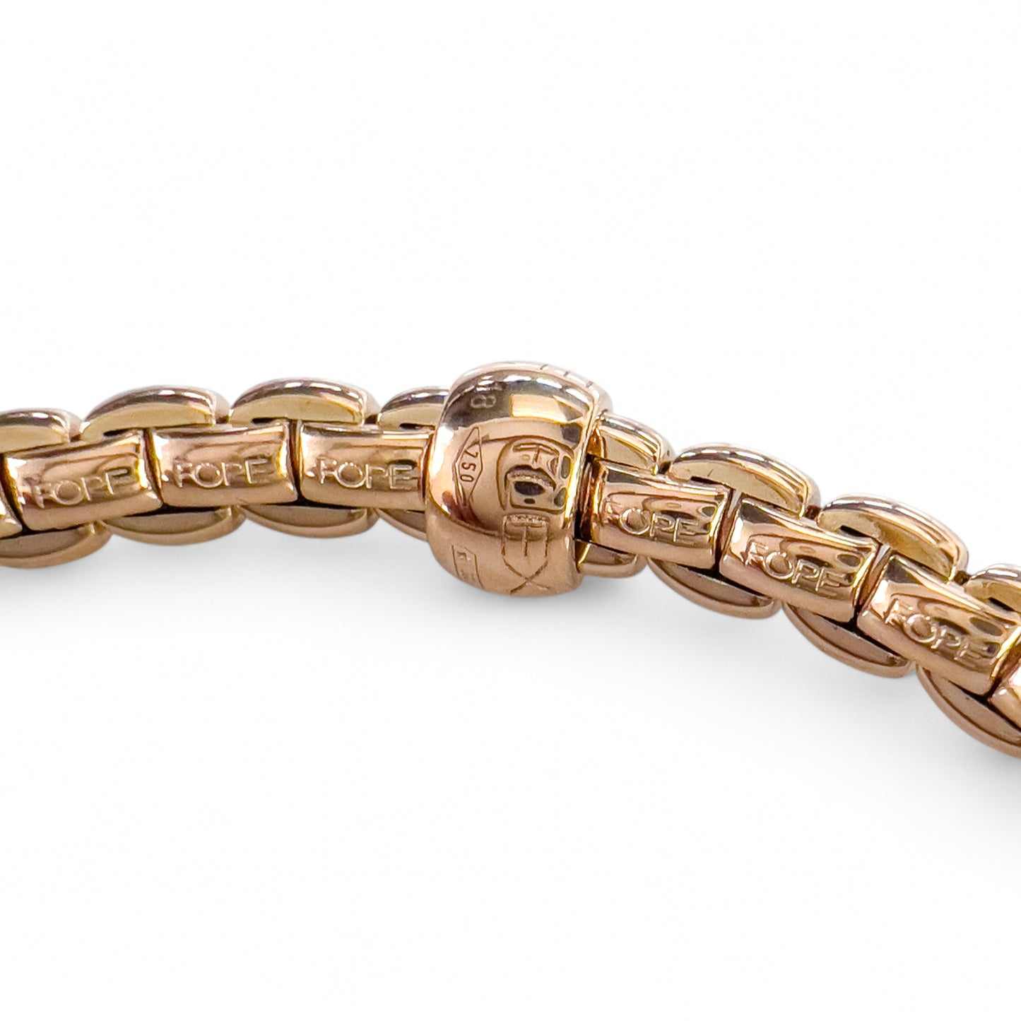 Fope Eka 18k Rose Gold Diamond Flex'it Stretch Bracelet 6.5" 0.19ctw ITALY