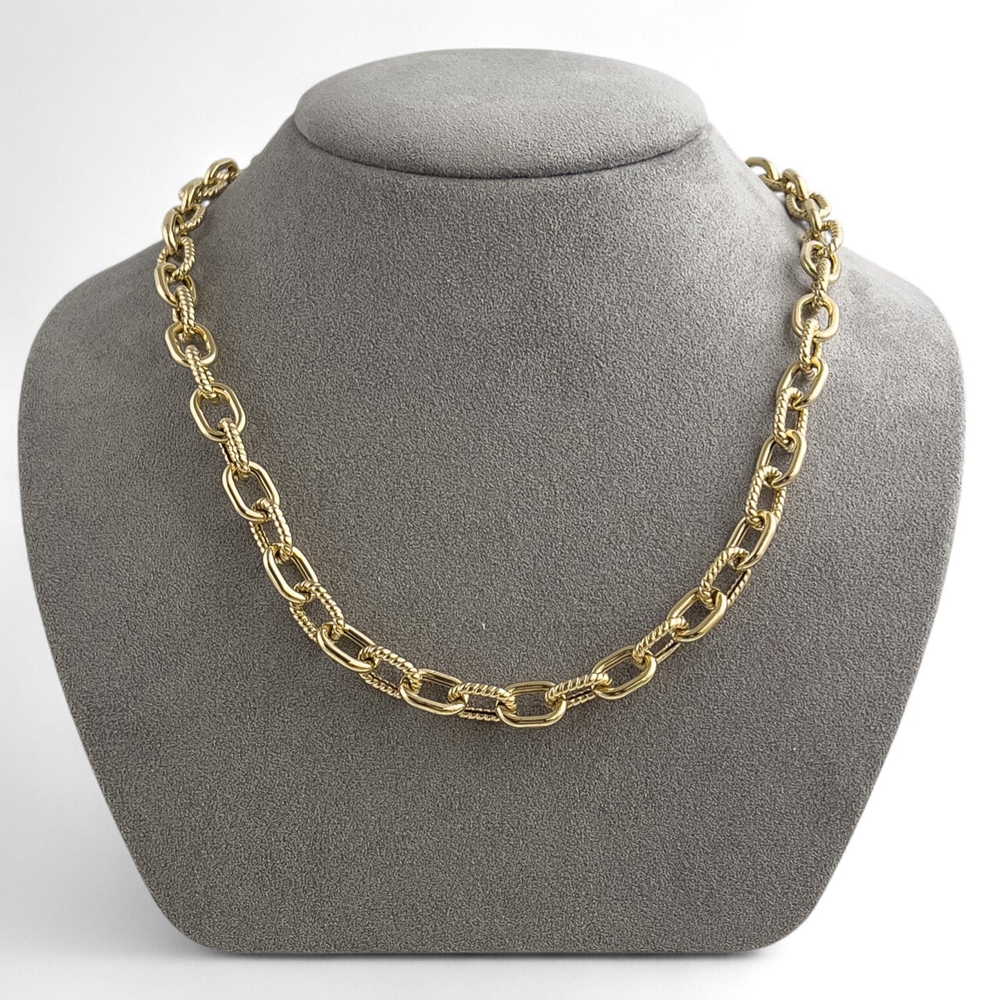 14k Yellow Gold Oval Smooth & Twisted Cable Link 8.30mm Chain Necklace 18.3g 18"