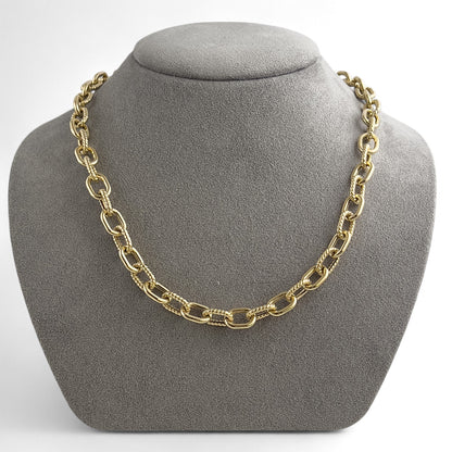 14k Yellow Gold Oval Smooth & Twisted Cable Link 8.30mm Chain Necklace 18.3g 18"