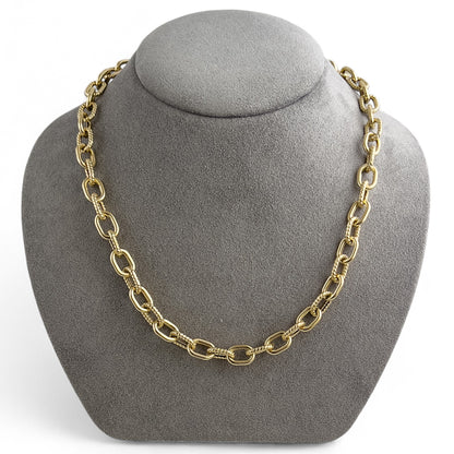 14k Yellow Gold Oval Smooth & Twisted Cable Link 8.30mm Chain Necklace 18.3g 18"