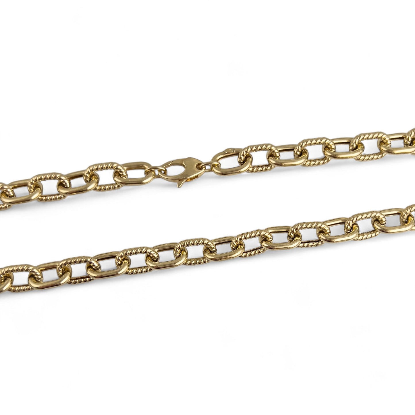 14k Yellow Gold Oval Smooth & Twisted Cable Link 8.30mm Chain Necklace 18.3g 18"