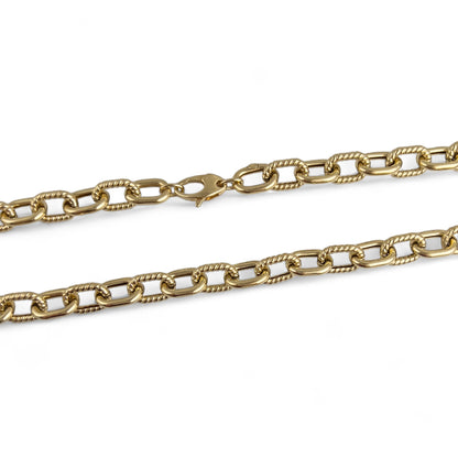 14k Yellow Gold Oval Smooth & Twisted Cable Link 8.30mm Chain Necklace 18.3g 18"