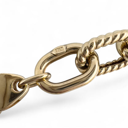 14k Yellow Gold Oval Smooth & Twisted Cable Link 8.30mm Chain Necklace 18.3g 18"
