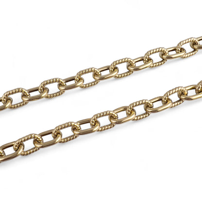 14k Yellow Gold Oval Smooth & Twisted Cable Link 8.30mm Chain Necklace 18.3g 18"