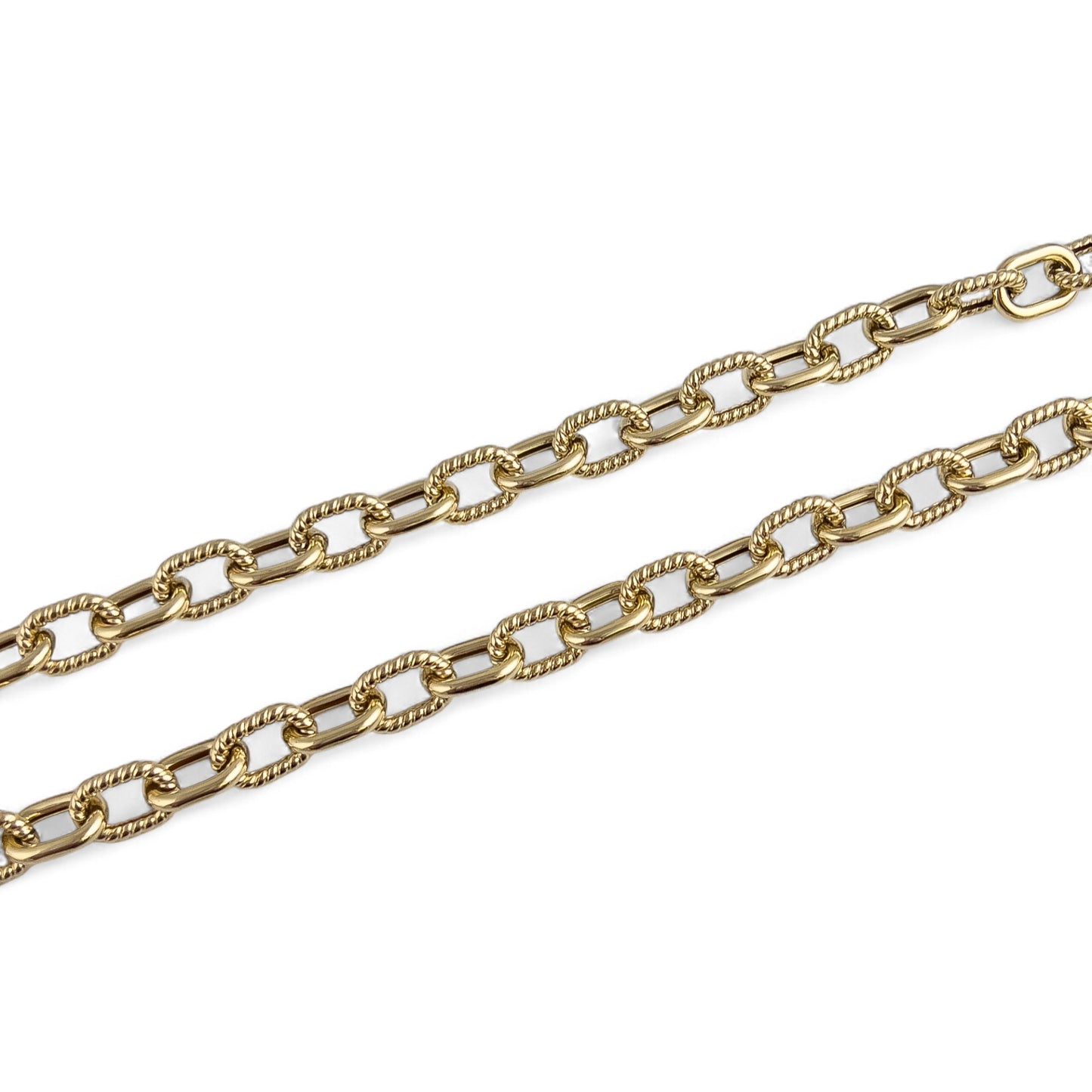 14k Yellow Gold Oval Smooth & Twisted Cable Link 8.30mm Chain Necklace 18.3g 18"