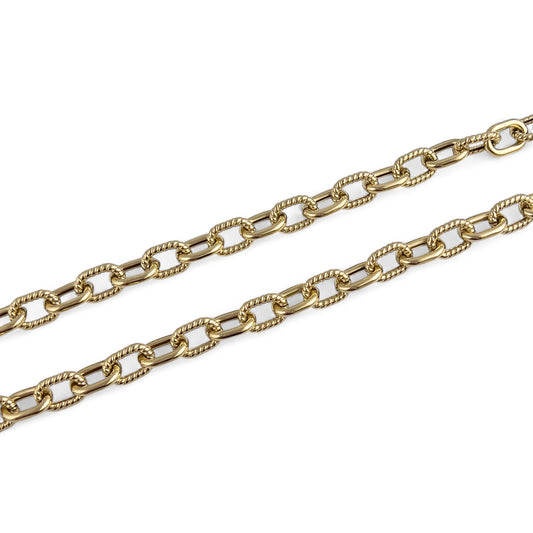 14k Yellow Gold Oval Smooth & Twisted Cable Link 8.30mm Chain Necklace 18.3g 18"