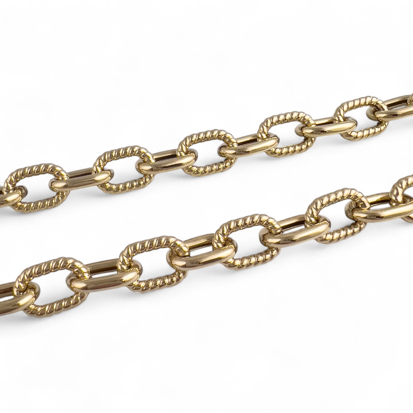 14k Yellow Gold Oval Smooth & Twisted Cable Link 8.30mm Chain Necklace 18.3g 18"