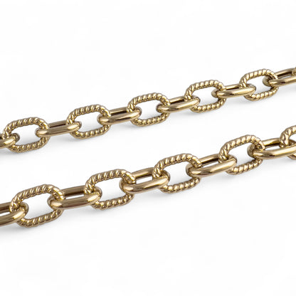 14k Yellow Gold Oval Smooth & Twisted Cable Link 8.30mm Chain Necklace 18.3g 18"
