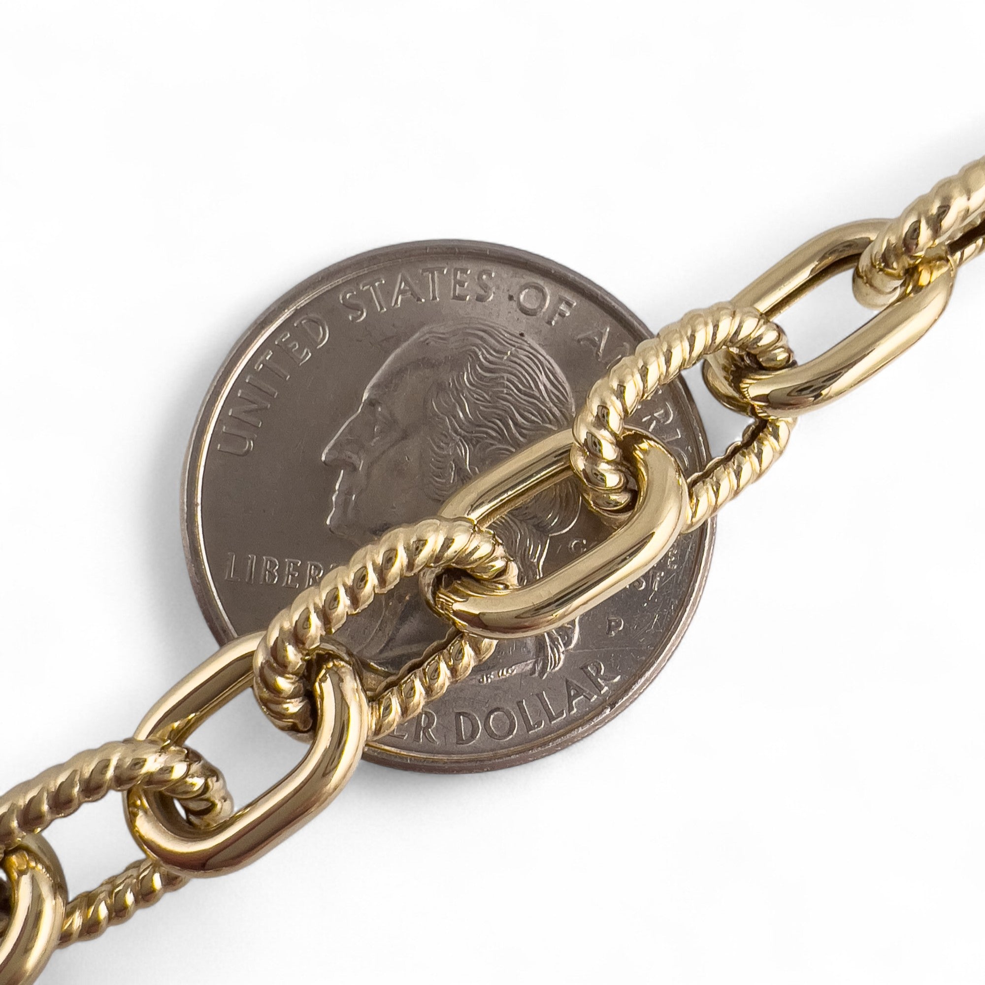 14k Yellow Gold Oval Smooth & Twisted Cable Link 8.30mm