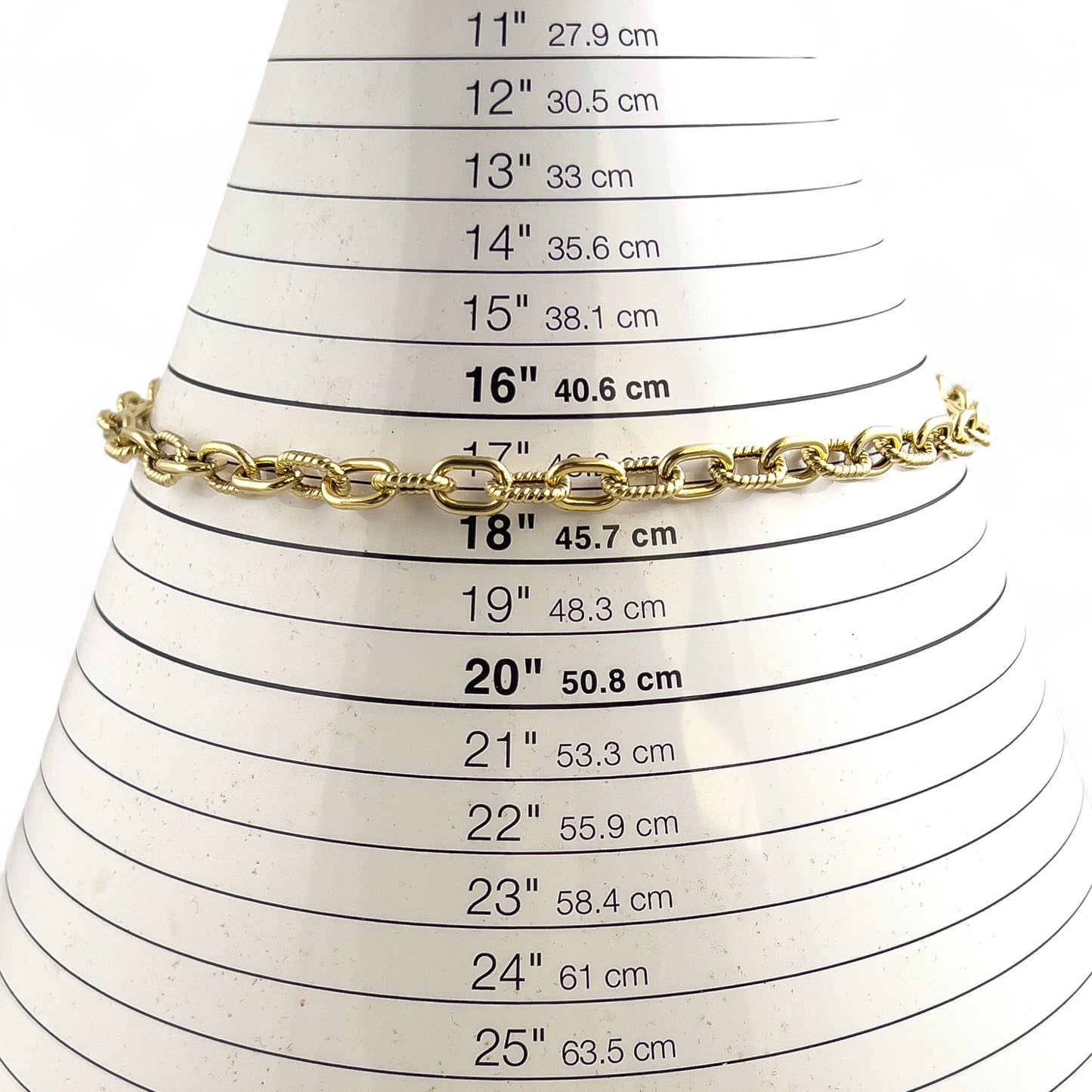 14k Yellow Gold Oval Smooth & Twisted Cable Link 8.30mm Chain Necklace 18.3g 18"