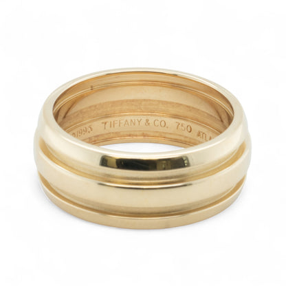 Tiffany & Co. Atlas Grooved Dome 18k Yellow Gold Wedding Band 1995 Ring Size 9.5