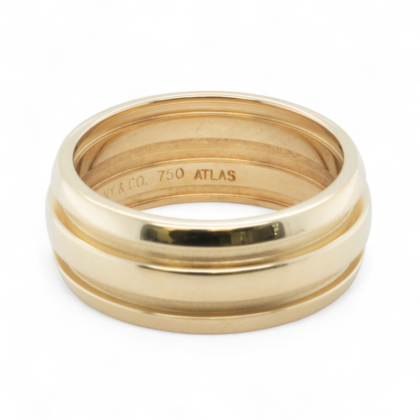 Tiffany & Co. Atlas Grooved Dome 18k Yellow Gold Wedding Band 1995 Ring Size 9.5