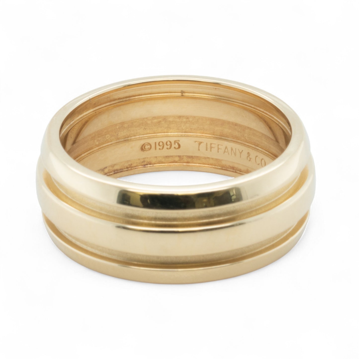 Tiffany & Co. Atlas Grooved Dome 18k Yellow Gold Wedding Band 1995 Ring Size 9.5