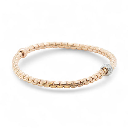 Fope Eka 18k Rose Gold Diamond Flex'it Stretch Bracelet 6.5" 0.19ctw ITALY
