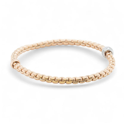 Fope Eka 18k Rose Gold Diamond Flex'it Stretch Bracelet 6.5" 0.19ctw ITALY
