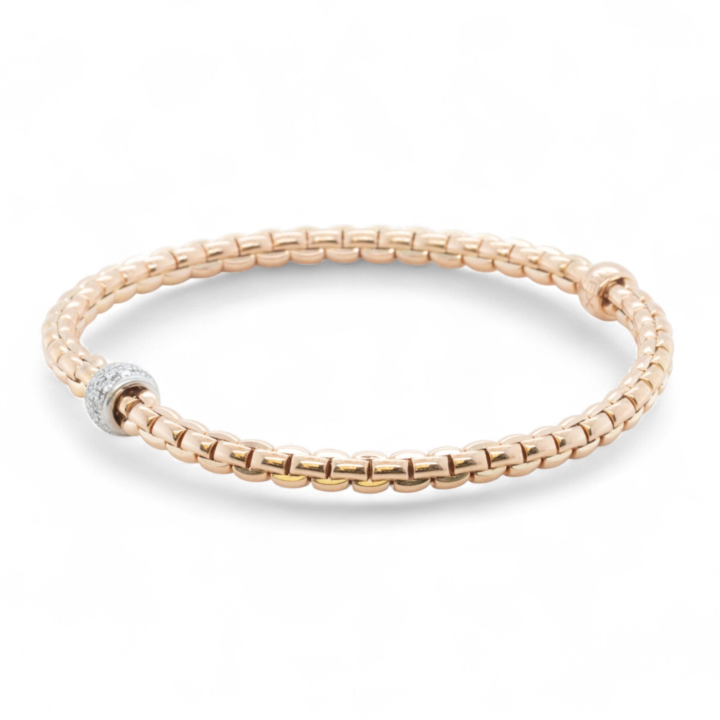 Fope Eka 18k Rose Gold Diamond Flex'it Stretch Bracelet 6.5" 0.19ctw ITALY