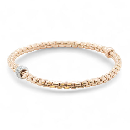Fope Eka 18k Rose Gold Diamond Flex'it Stretch Bracelet 6.5" 0.19ctw ITALY