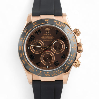 Rolex Daytona Cosmograph Chocolate Arabic 18k Rose Gold 116515 LN + EXTRA STRAP