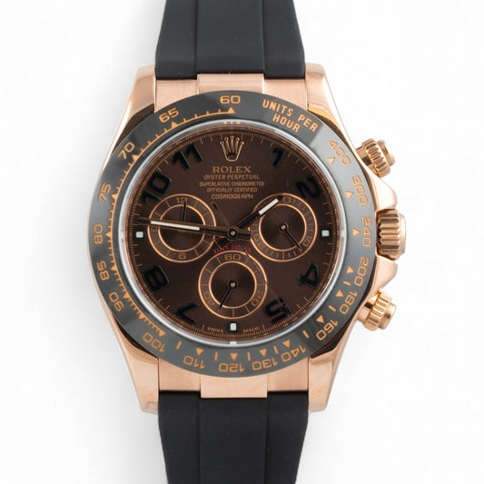 Rolex Daytona Cosmograph Chocolate Arabic 18k Rose Gold 116515 LN + EXTRA STRAP