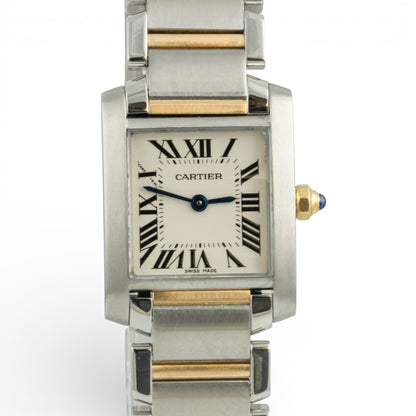 Cartier Tank Francaise 2384 18k Yellow Gold & Steel Ladies 20mm Quartz Watch