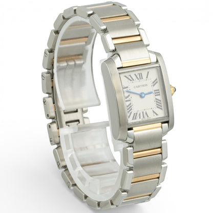 Cartier Tank Francaise 2384 18k Yellow Gold & Steel Ladies 20mm Quartz Watch