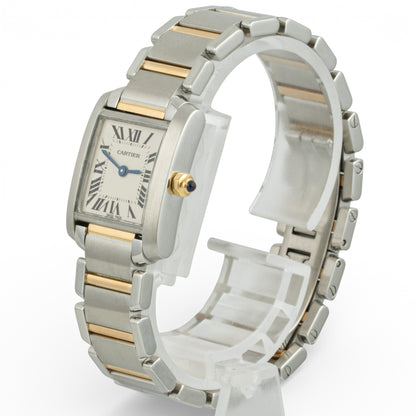 Cartier Tank Francaise 2384 18k Yellow Gold & Steel Ladies 20mm Quartz Watch