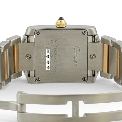 Cartier Tank Francaise 2384 18k Yellow Gold & Steel Ladies 20mm Quartz Watch