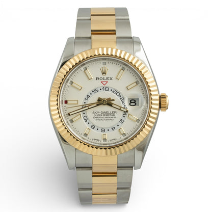2021 Rolex Sky-Dweller SILVER Stainless & 18k Gold 42mm 326933 BOX + PAPERS