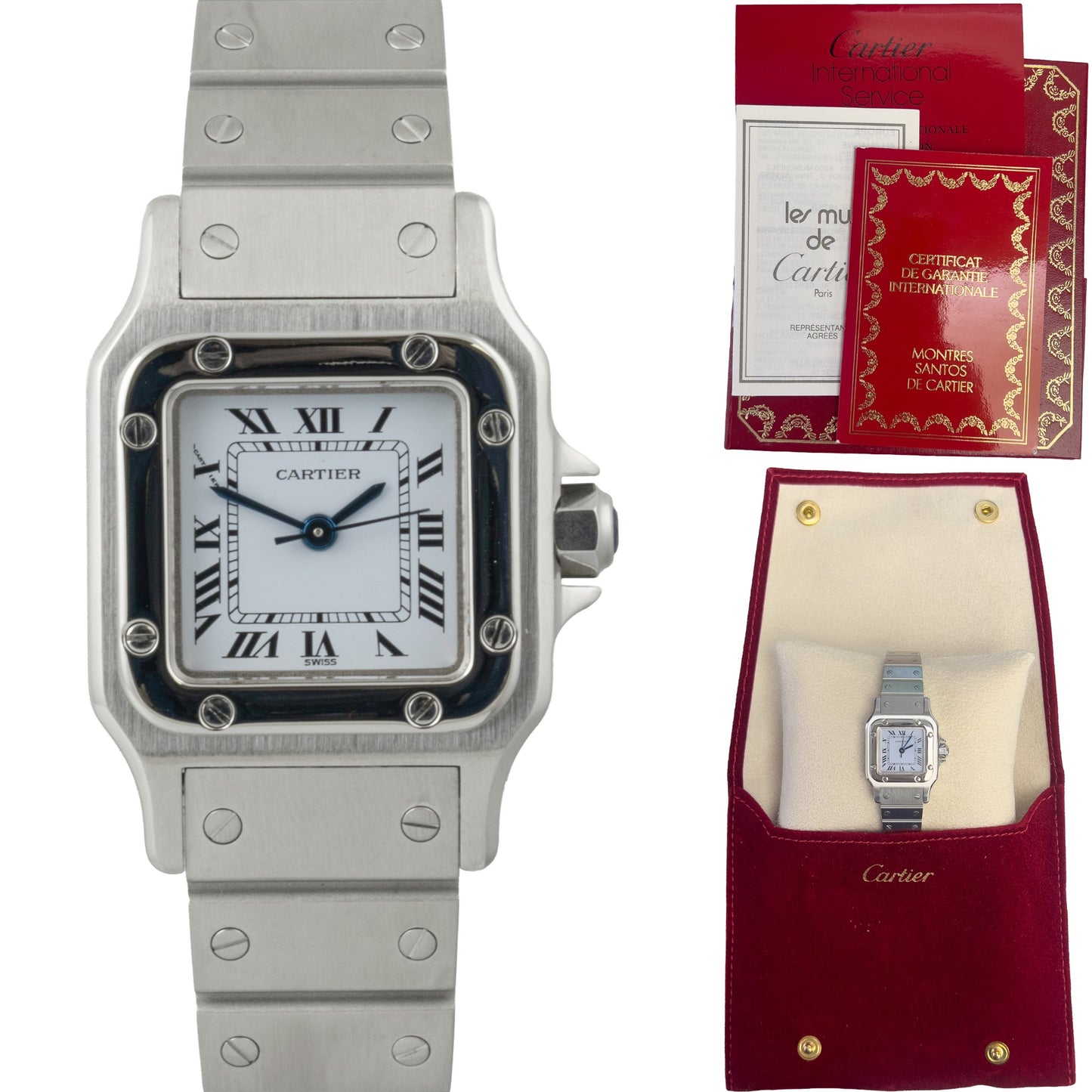 Cartier Santos de Cartier Small Stainless Steel 24mm Ladies Watch POUCH + PAPERS