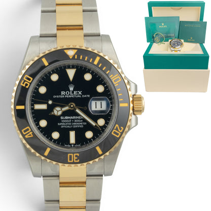 Rolex Submariner 18k Gold & Stainless Steel Black 41mm 126613 LN BOX + PAPERS