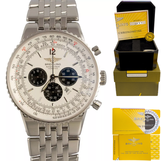 Breitling Navitimer Heritage A35340 Flyback Chrono Silver Panda 43mm BOX PAPERS