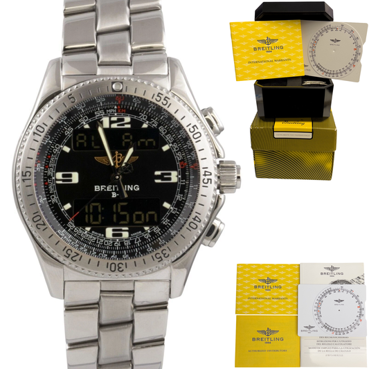 Breitling B-1 A68062 Ana-Digi Black 42mm Digital Men's Quartz Watch BOX + PAPERS