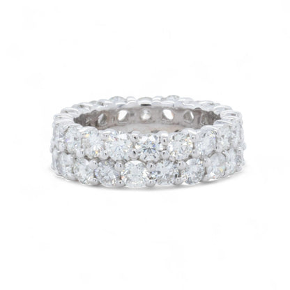 14k White Gold Two Row 4.00ctw Diamond Eternity Band F VS Ring Size 5.25