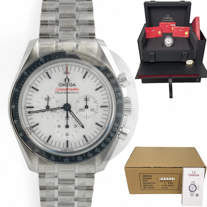 BRAND NEW Omega Speedmaster Moonwatch WHITE 42mm 310.30.42.50.04.001 COMPLETE