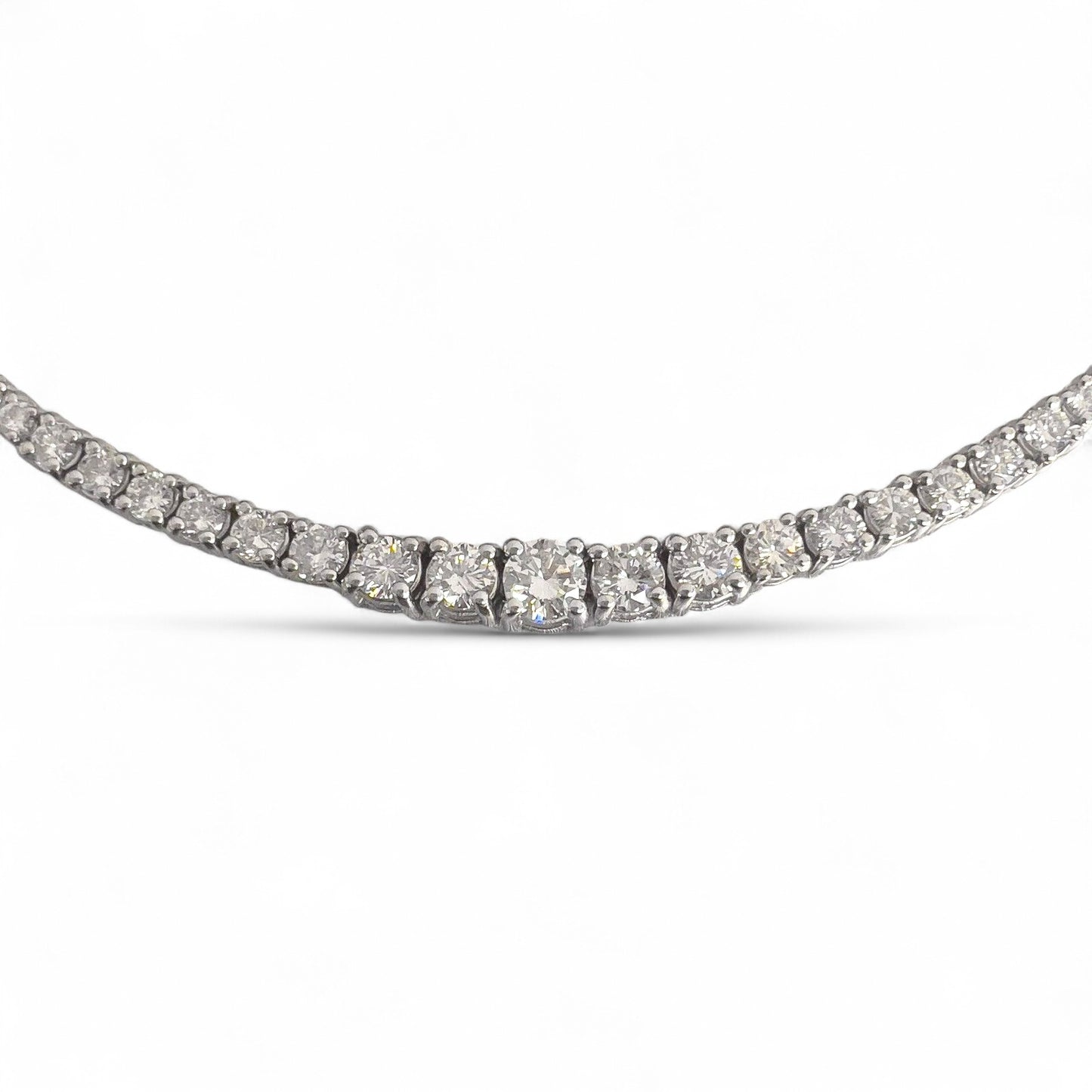 14k White Gold Diamond Graduated Tennis Necklace 7.90ctw G VS2-SI1 17.25"