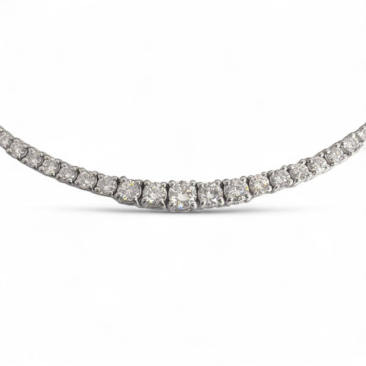 14k White Gold Diamond Graduated Tennis Necklace 7.90ctw G VS2-SI1 17.25"